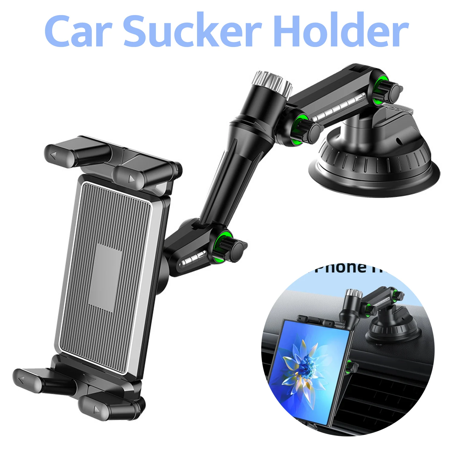Soporte para tableta y teléfono de coche, soporte con ventosa para salpicadero de brazo largo ajustable para iPhone, Samsung, Xiaomi, iPad, Galaxy Tab, soporte para teléfono móvil