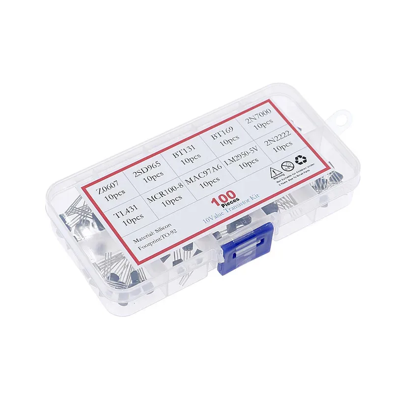 100 Uds 10 valores TO-92 Kit surtido de tiristor triodo Z0607 2SD965 BT131 BT169 2N7000 TL431 MCR100-8 MAC97A6 LM2950-5V 2N2222 - imagen 4