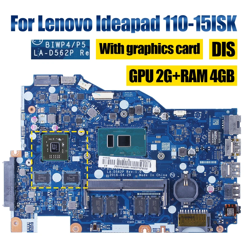 Placa base para portátil Lenovo Ideapad 110-15ISK, 4G, LA-D562P 5B20L 8290211 5B20L 8287811 Placa base Pentium i3i5i7 de sexta generación - imagen 5