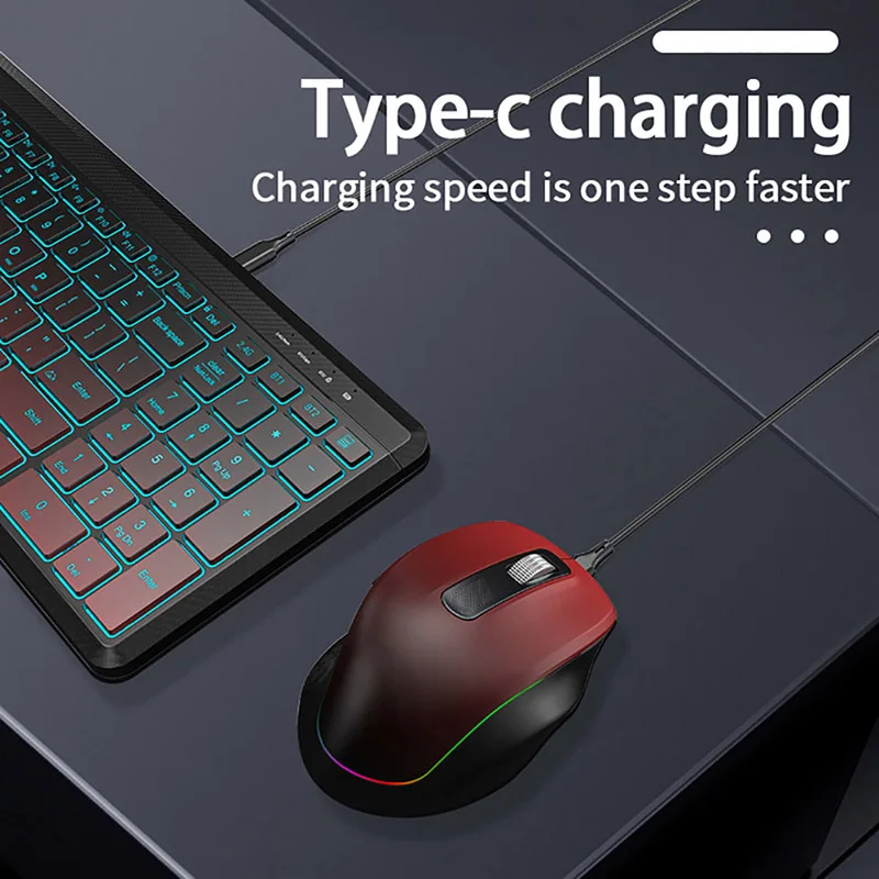 Combo de teclado y ratón inalámbricos silencioso retroiluminado RGB, juego de ratón y teclado inalámbrico recargable de modo Dual de 2,4G para escritorio/portátil - imagen 4