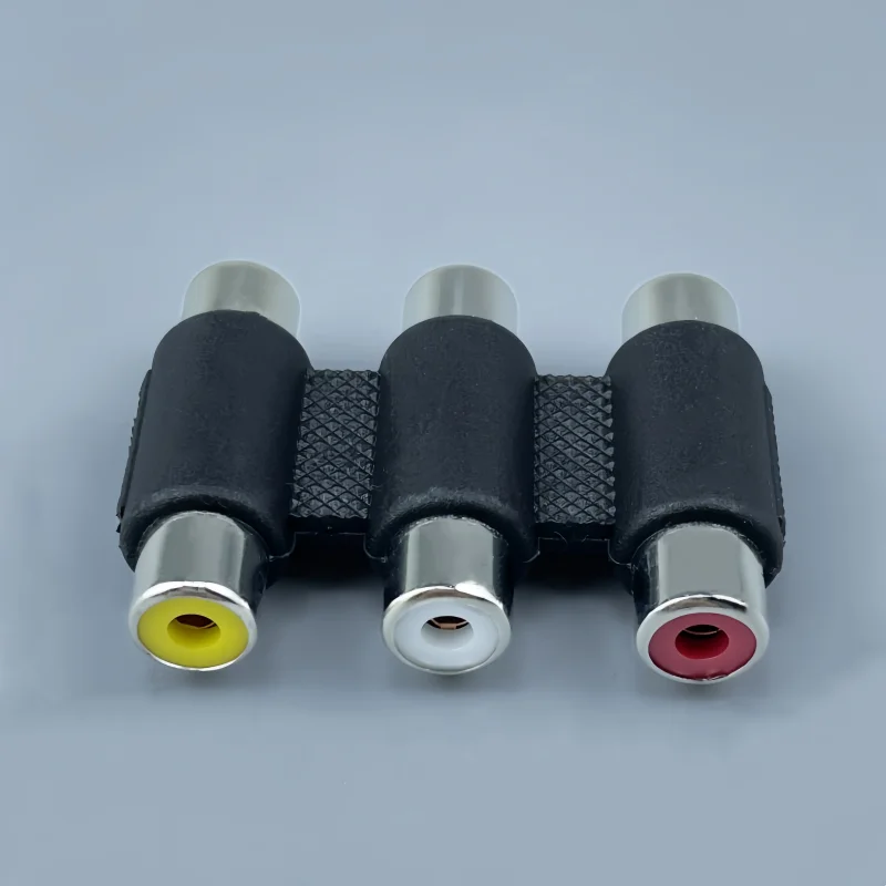 Conector hembra a hembra de loto chapado en oro de tres filas, acoplador Av de Audio y vídeo recto Rca de tres conexiones, 1/2/3 Uds. - imagen 5