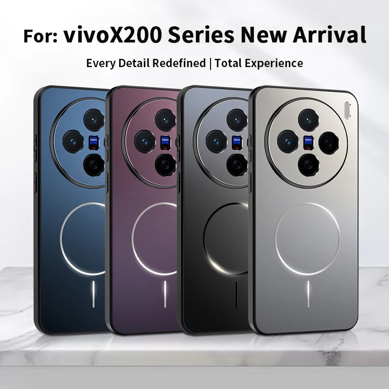 Funda de teléfono magnética Magsafe ultrafina y mate para VIVO X200 Pro X 200, marco de silicona suave, cubierta de carga inalámbrica a prueba de golpes