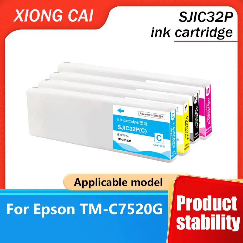 Cartucho de tinta de gran capacidad de 300ML para cartucho de tinta Epson SJIC32P TM-C7520G cartucho de tinta pigmentada para impresora de etiquetas de inyección de tinta de color