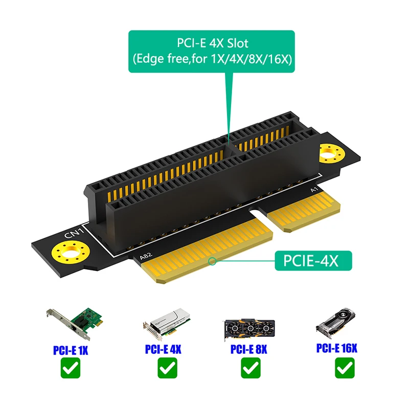Tarjeta elevadora PCIE X4 3,0 de 20mm, placa elevadora inversa de 90 grados macho a hembra, adaptador convertidor PCI Express 4X a 4X, placa elevadora para PC de servidor 1U - imagen 4