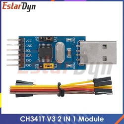 CH341T Módulo 2 en 1 3,3 V 5V USB a I2C IIC UART USB a TTL descargador de puerto serie de un solo chip