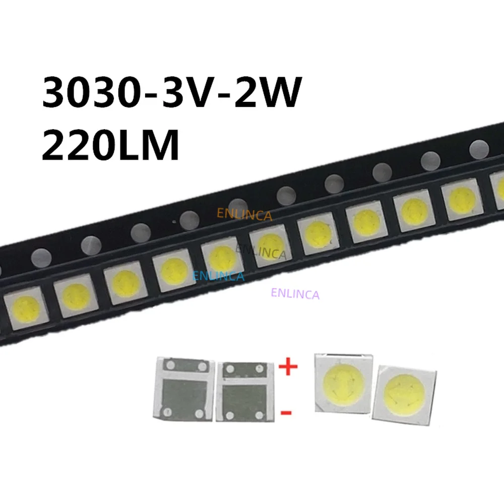 Diodo LED de alta potencia para retroiluminación de TV TCL, accesorio para TCL de 100/50 piezas, 2W, 3030, 3V, blanco frío, 220LM, PT30W45, V1, 3030 Smd