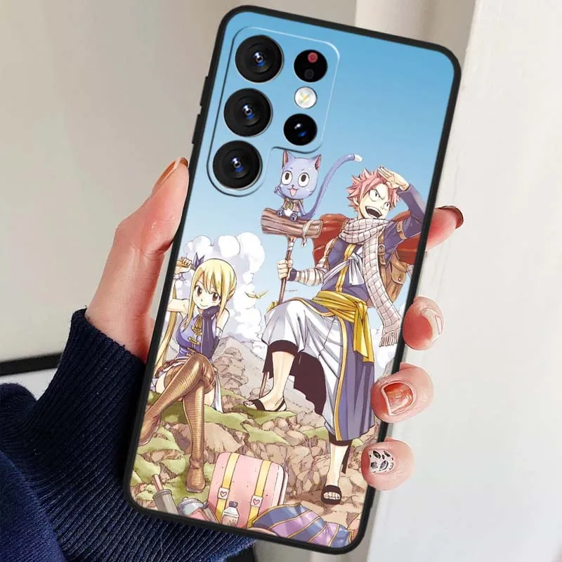 Funda de Anime Fairy Tail para Samsung Galaxy S25 S24 S23 S22 S21 S20 S10 S9 S8 FE Lite Ultra Plus 5G funda de teléfono negra - imagen 5