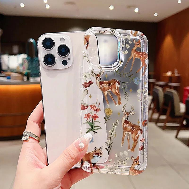 Funda de teléfono con estampado de ciervo Sika de plantas para Xiaomi Mi 14 13T 13 12T Pro, funda suave a prueba de golpes para Poco F5 F7 X6 Pro 5G - imagen 3