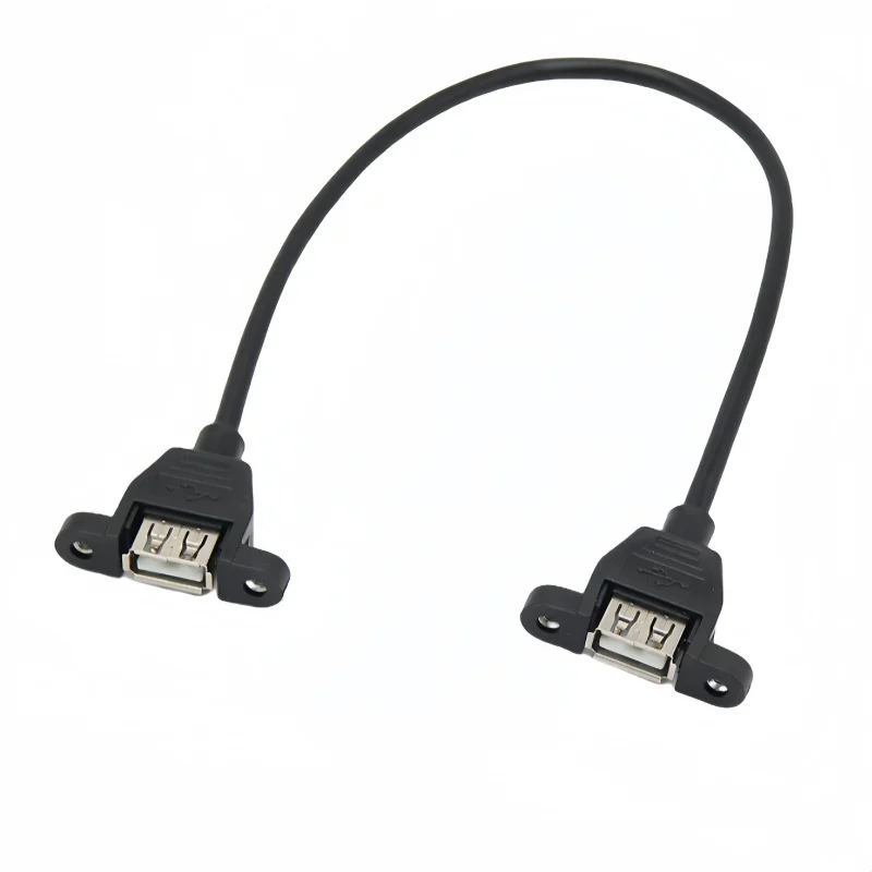 Cable de extensión USB 2,0 hembra a hembra con orificio para tornillo de oreja para fijar Cable de extensión USB hembra Dual - imagen 2