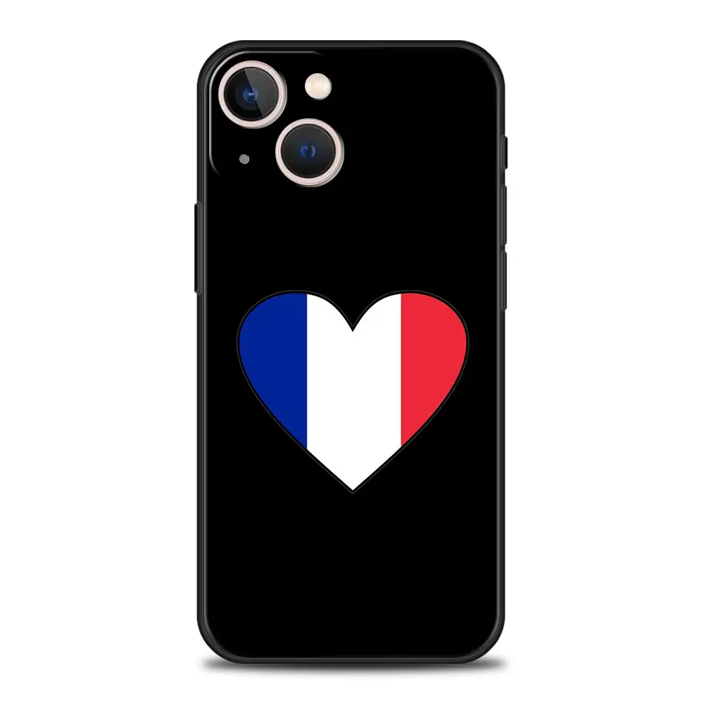Funda de teléfono de lujo para Apple iPhone, 11, 15, 14 Pro MAX, 12, 13, 7, 8 Plus, X, XR, XS, MAX, SE, Funda de silicona negra, Bandera de Francia - imagen 2