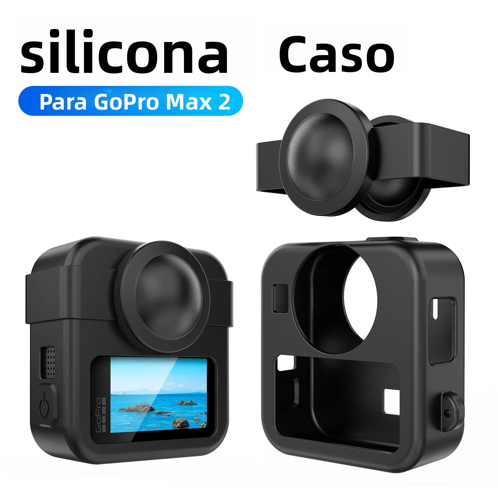 Funda de silicona para GoPro MAX 2, Protector de lente y cubierta protectora suave para GoPro MAX2, accesorios de protección de cámara antiarañazos