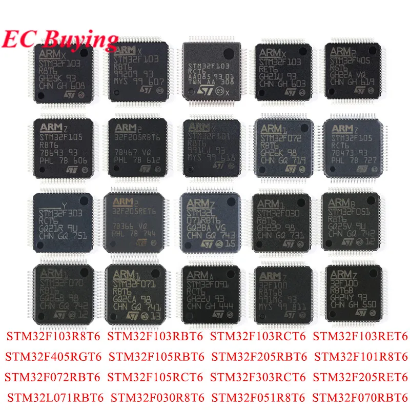 5 uds/1 pieza STM32F103RCT6 STM32F405RGT6 STM32F103R8T6 STM32F103RBT6 STM32F103RET6 STM32F105RCT6 STM32F101R8T6 STM32F030R8T Chip de brazo