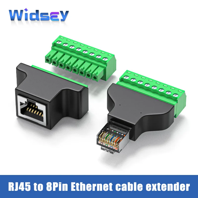 Cabezal de conversión de red RJ45 a 8 pines, junta sin soldadura, conector de cristal macho hembra 8P8C, Terminal de conexión de blindaje de Metal