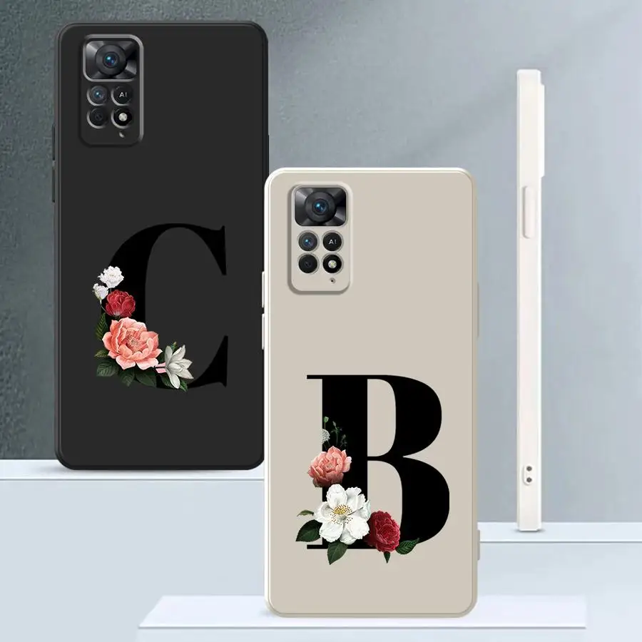 Funda de teléfono de cubierta suave para Xiaomi Redmi Note 10 11 Pro 14 Pro Plus 12s 11s 10 10Lite 13 12 ProPlus Lnitial Letter