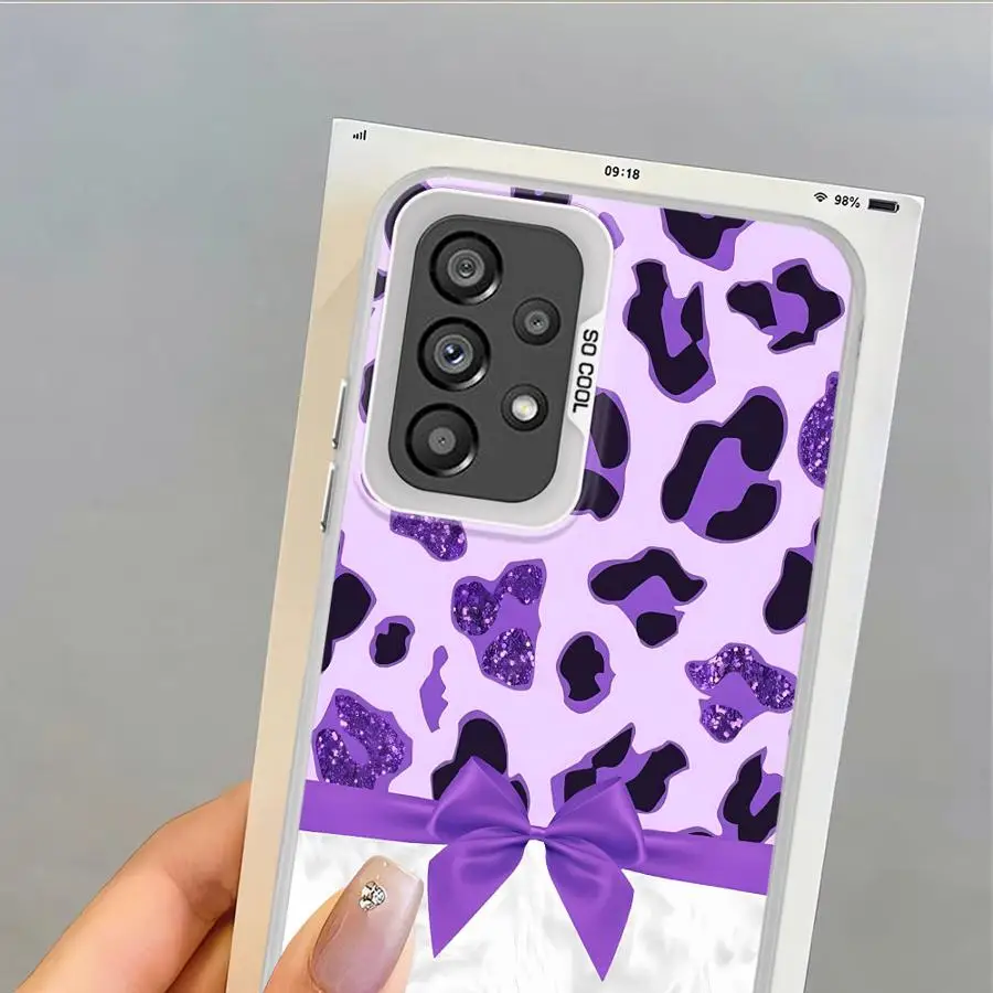 Funda para Samsung Galaxy S23 Note 20 Ultra S23 S25 S24 FE S21 S22 S20 Plus, funda trasera para teléfono, estampado de leopardo de moda púrpura - imagen 4