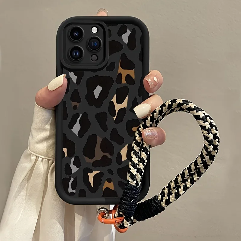 Funda de teléfono con correa colgante con estampado de leopardo de lujo para iPhone 17 16 15 14 13 12 11 Pro Max 17 Air X XS XR 7 8 Plus 16E funda suave - imagen 3