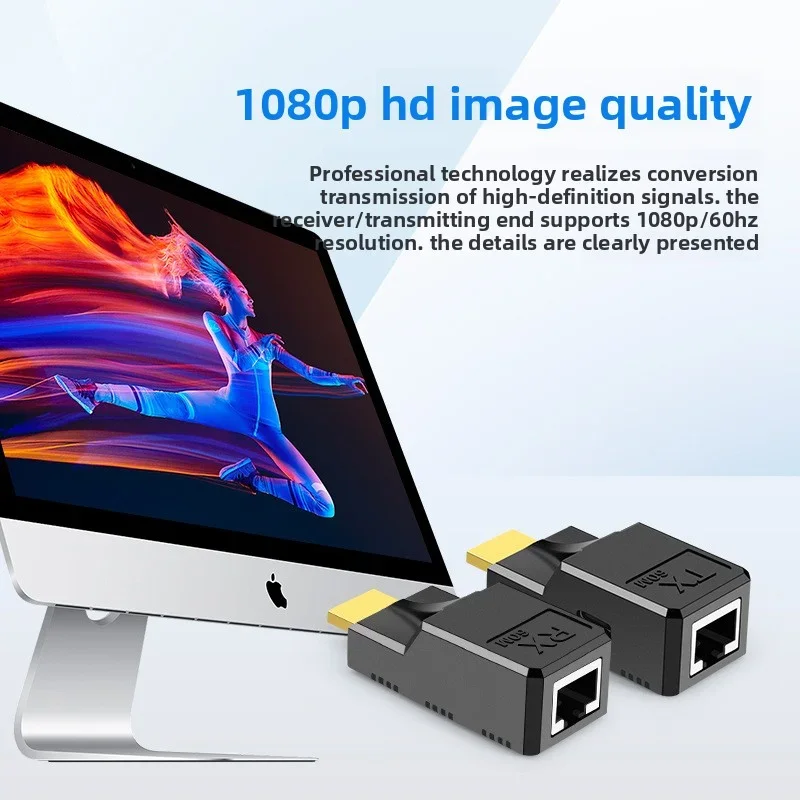Extensor HD sobre cable Ethernet Cat6 hasta 60M 1080P HD RJ45 repetidor transmisor de extensión señal sin pérdidas para PC HDTV DVD - imagen 5