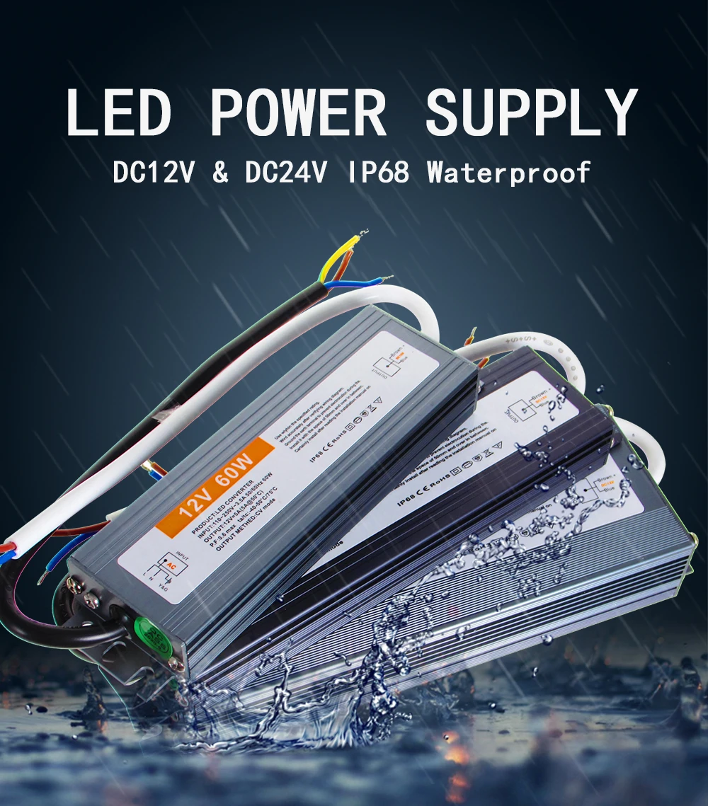 Transformador de 220V a 12V y 24 V, fuente de alimentación de 12 y 24 V, IP67, IP68, transformador de iluminación impermeable para exteriores, 110V, 220V a 12V y 24 V - imagen 2