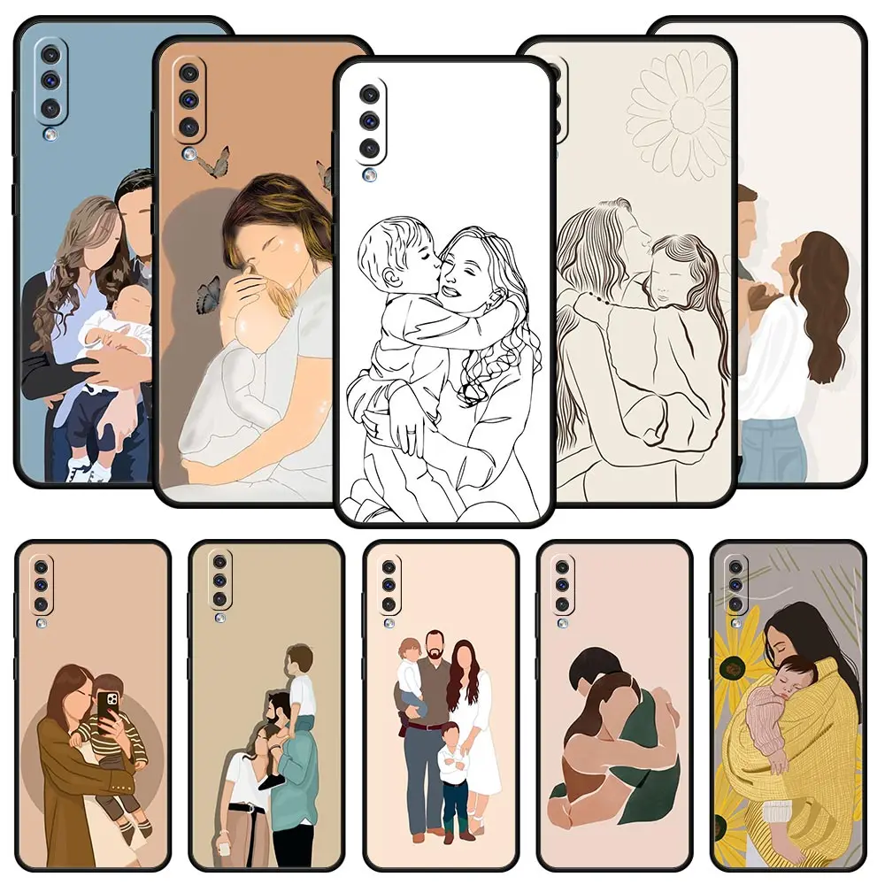 Funda de teléfono para niña, mamá, familia, Samsung A54, A52, A24, A14, A50, A72, A70, A30, A40, A20S, A20E, A02S, A12, A22, A34, A42, A32, 5G, A04s