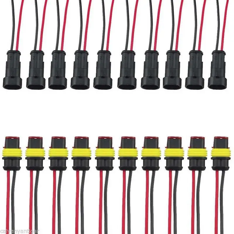 Cables Eléctricos Impermeables con Conector 2 Vías para Coche