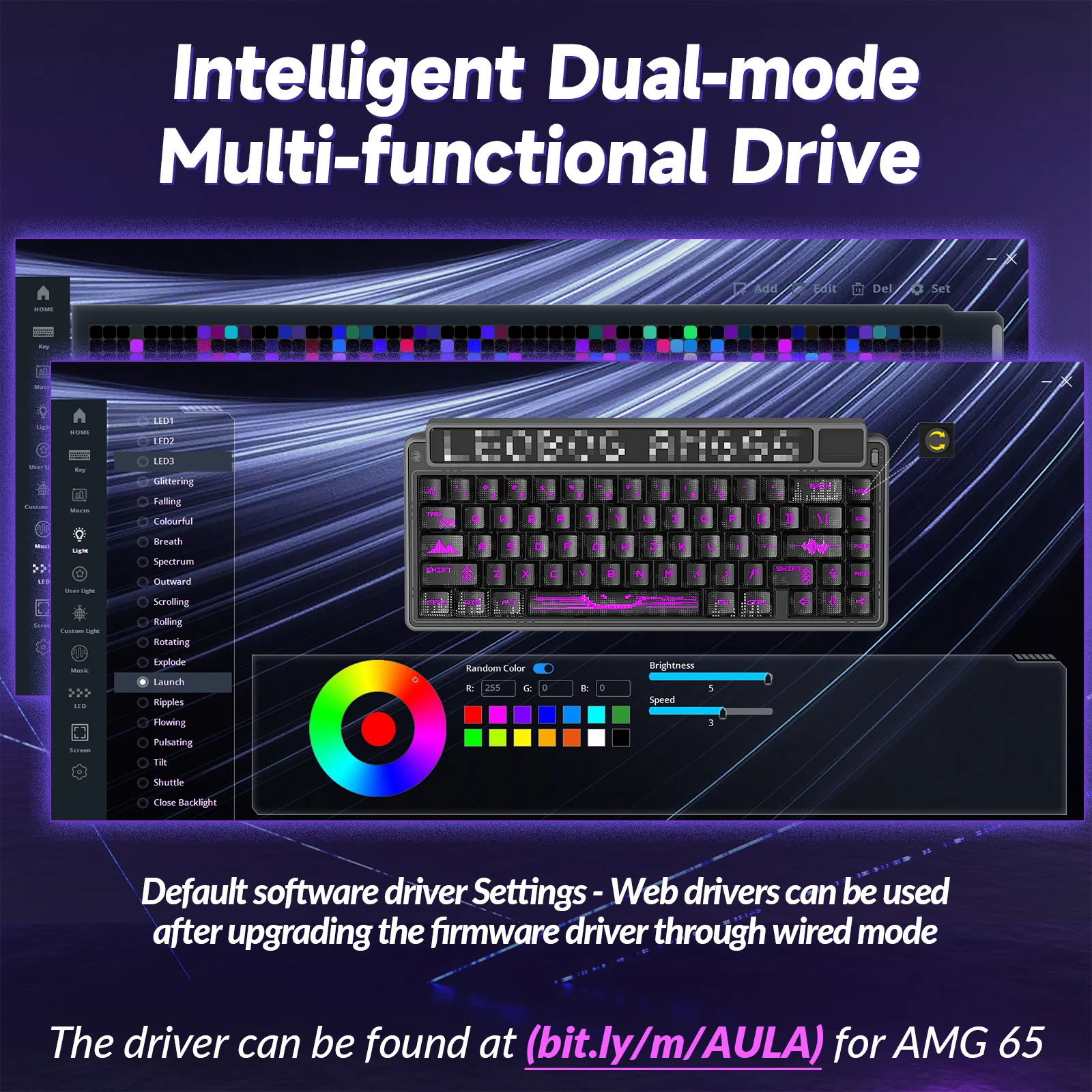 LEOBOG-Teclado mecánico multimodo AMG65, estructura de junta de intercambio en caliente de doble pantalla TFT personalizada, interruptor silencioso, teclado de bajo ruido - imagen 5