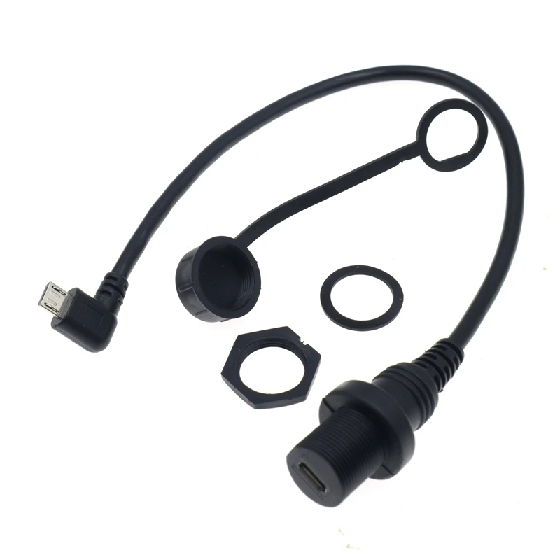 Nuevo Cable Micro USB impermeable IP67 de 0,3 m, Cable de extensión de conector impermeable de montaje en Panel Micro-USB 2,0 de 5 pines IP 67 macho a hembra - imagen 2