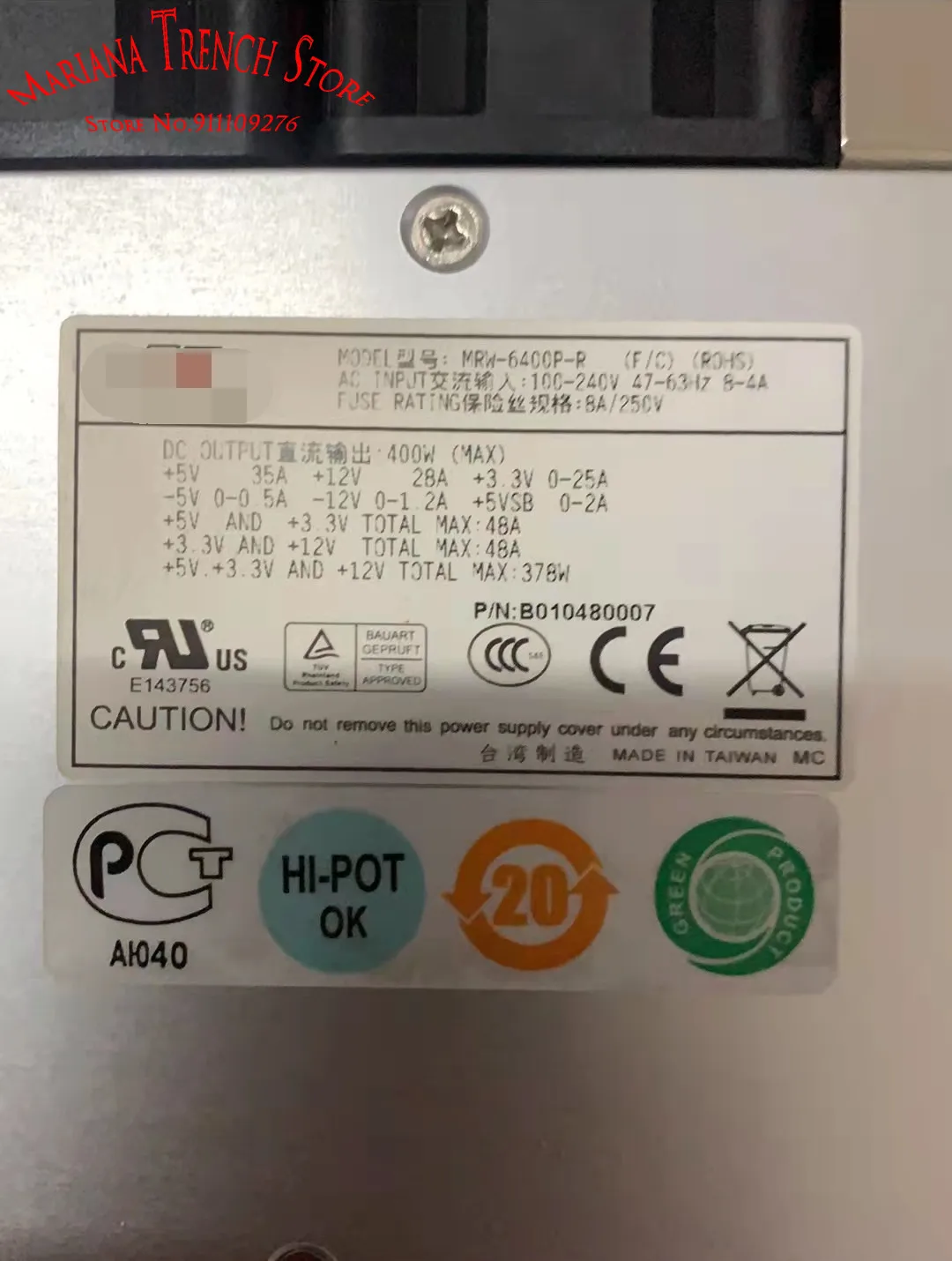 MRW-6400P (F/C) MRW-6400P-R (F/C) para estación de trabajo de servidor Zippy EMACS Fuente de alimentación de 400 W (2 módulos de alimentación + 1 jaula de alimentación) - imagen 5