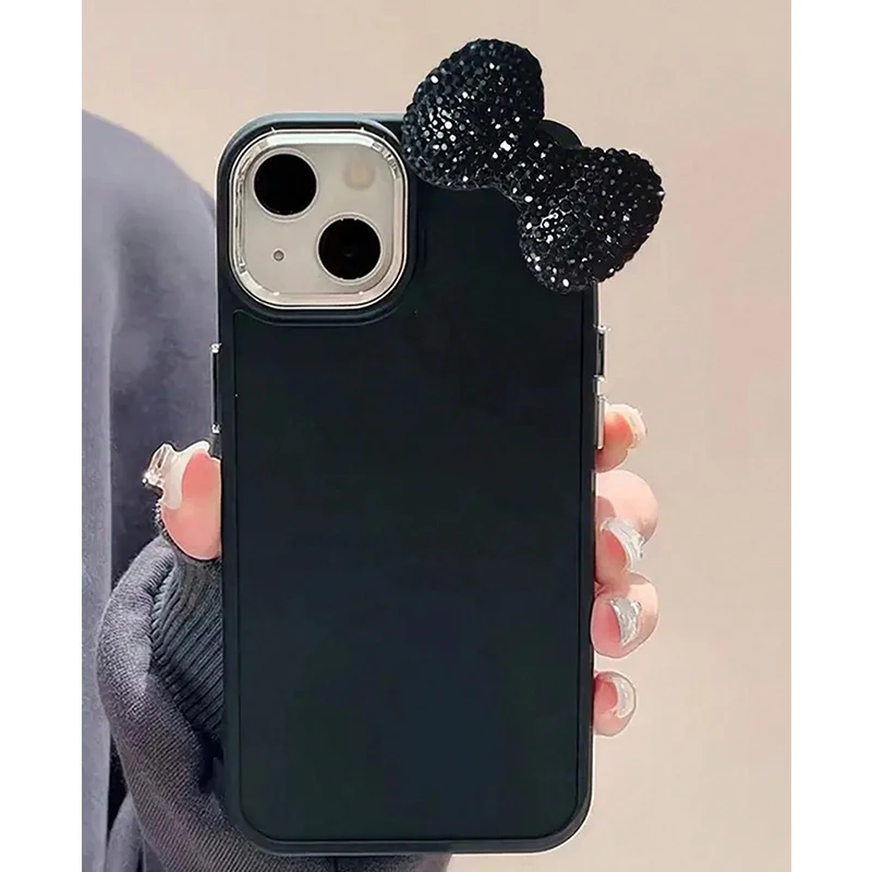 Funda de teléfono de silicona con diseño de lazo de diamantes de imitación de lujo para iPhone 16 11 12 13 14 15 Pro Max X XS XR 7 8 Plus cubierta suave a prueba de golpes - imagen 3