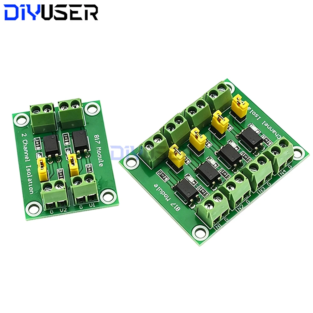 PC817 2 4 canales optoacoplador placa de aislamiento adaptador convertidor de voltaje 3,3 V a 5V3.6-30V controlador fotoeléctrico aislado