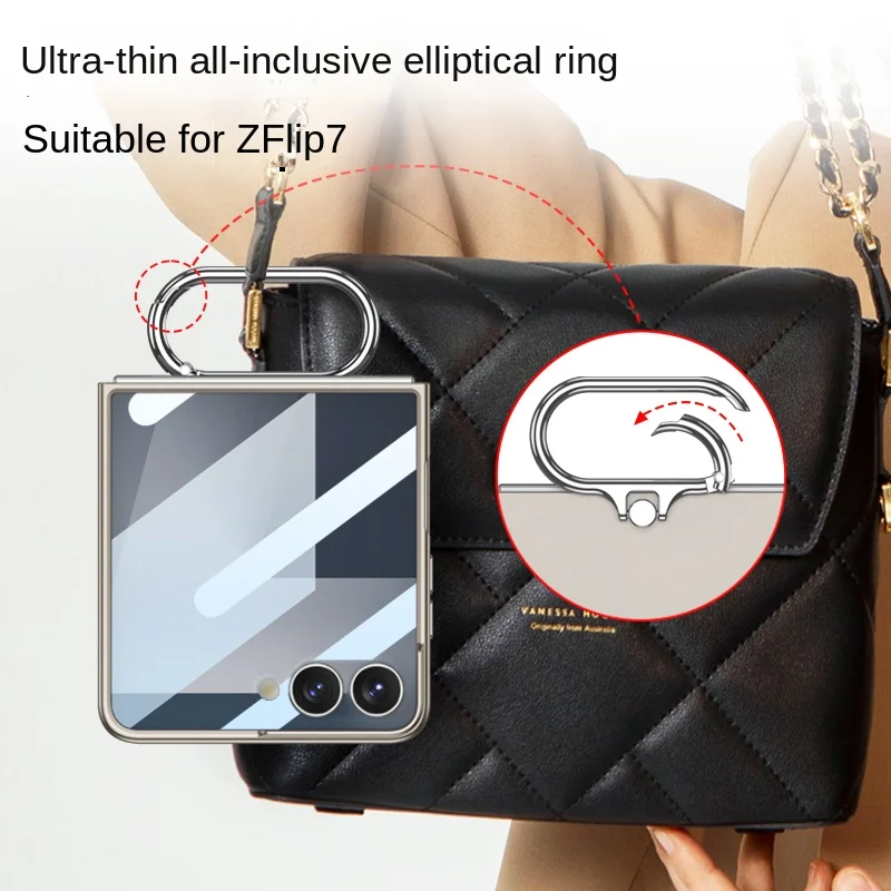 Para Samsung Galaxy Z Flip 7 funda dura delgada con soporte de anillo funda protectora trasera para Samsung Z Flip7 funda completa para teléfono - imagen 3