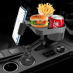 Soporte para coche con portavasos, móvil y bandeja giratoria