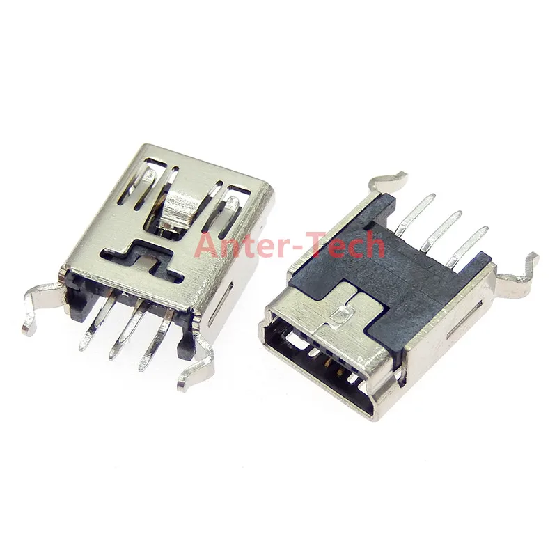 10 Uds Mini USB conector de 5 pines 5P tipo B SMT SMD DIP hembra 2 4 patas montaje Jack toma de carga enchufe de alimentación puerto plano - imagen 3
