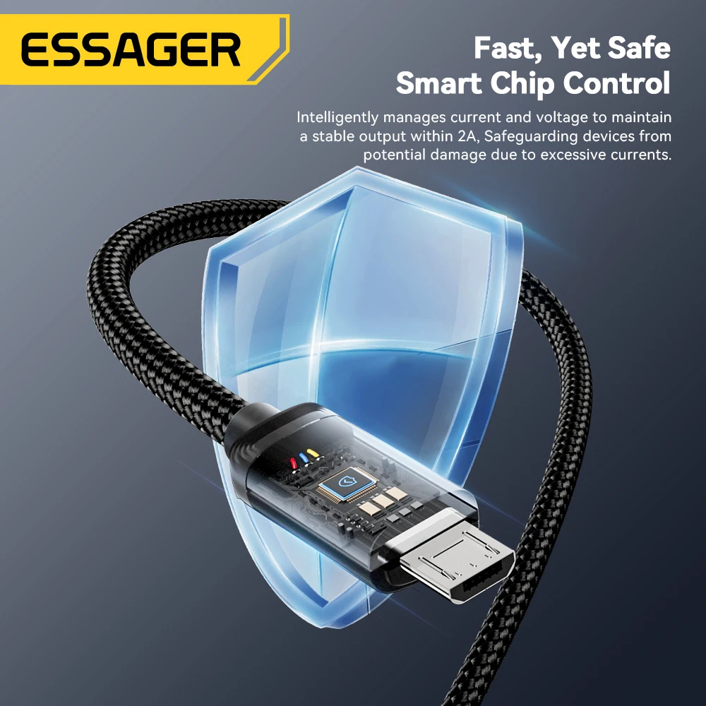 Essager 2 en 1 USB tipo C Micro Cable para Xiaomi Redmi Samsung Huawei 2A Cable de datos de carga rápida Cable cargador USB para teléfono móvil - imagen 4