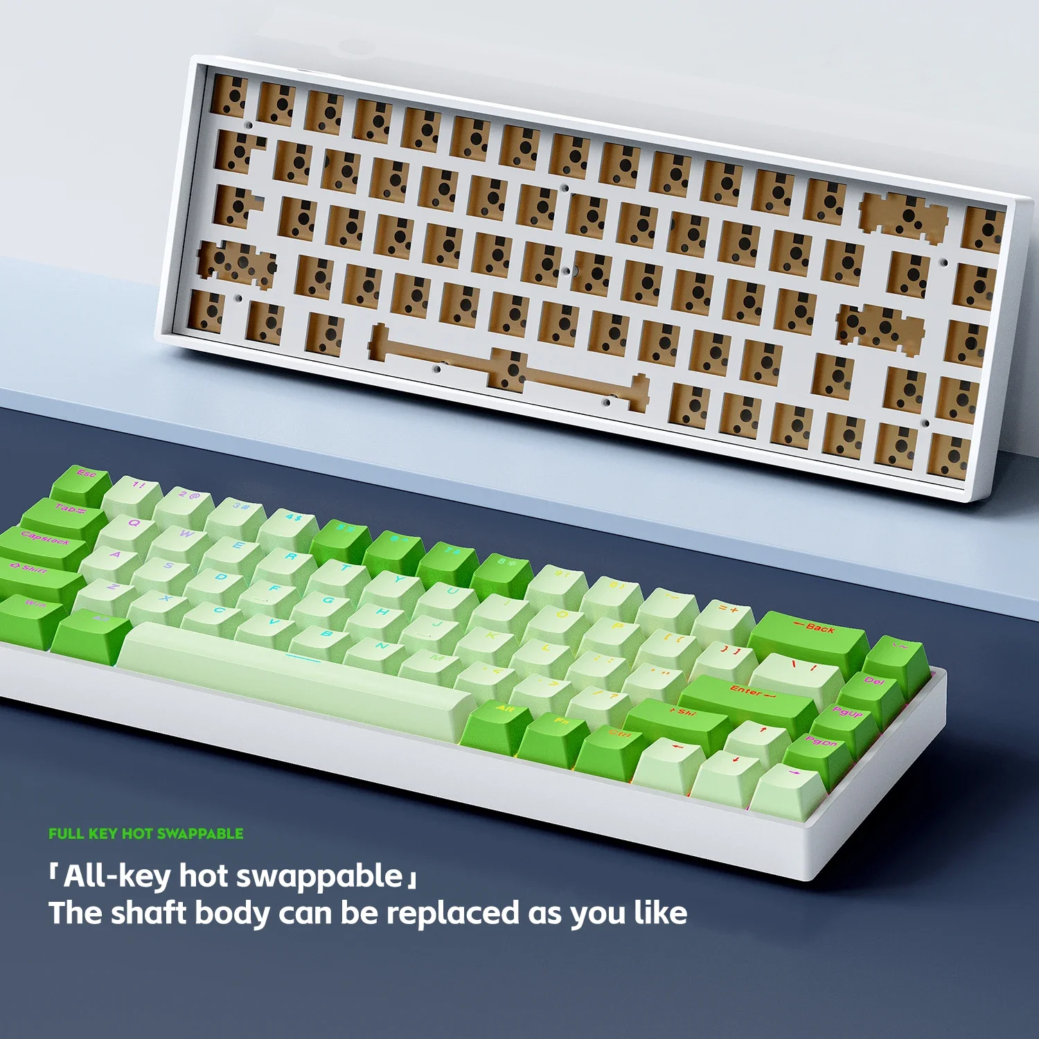    Teclado mecánico K68, teclado retroiluminado RGB de 2,4G, trimododo, Bluetooth 5,1/inalámbrico/cableado, teclado intercambiable en caliente para jugadores de PC - imagen 5