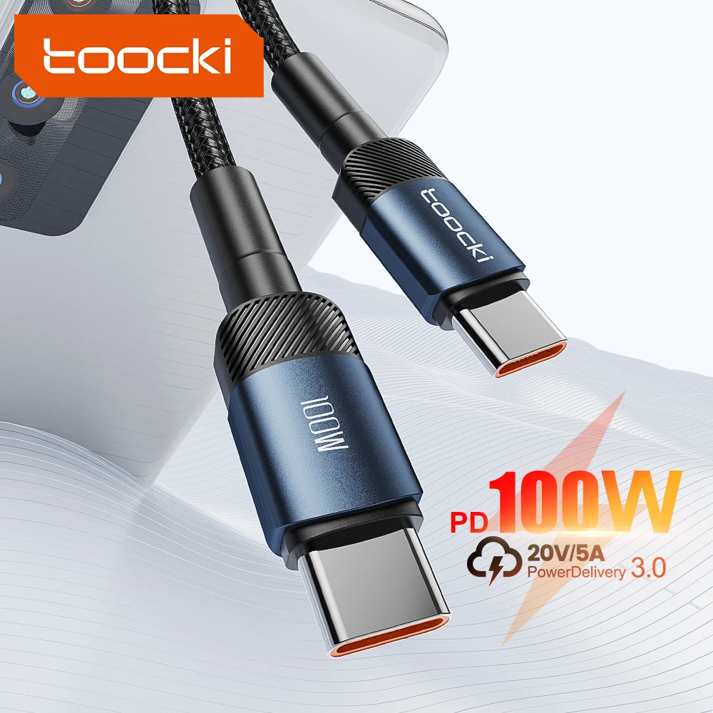 Toocki 100W USB tipo C a tipo C Cable con carga rápida para Huawei Xiaomi Poco Samsung POCO Android teléfono USB C Cable cargador