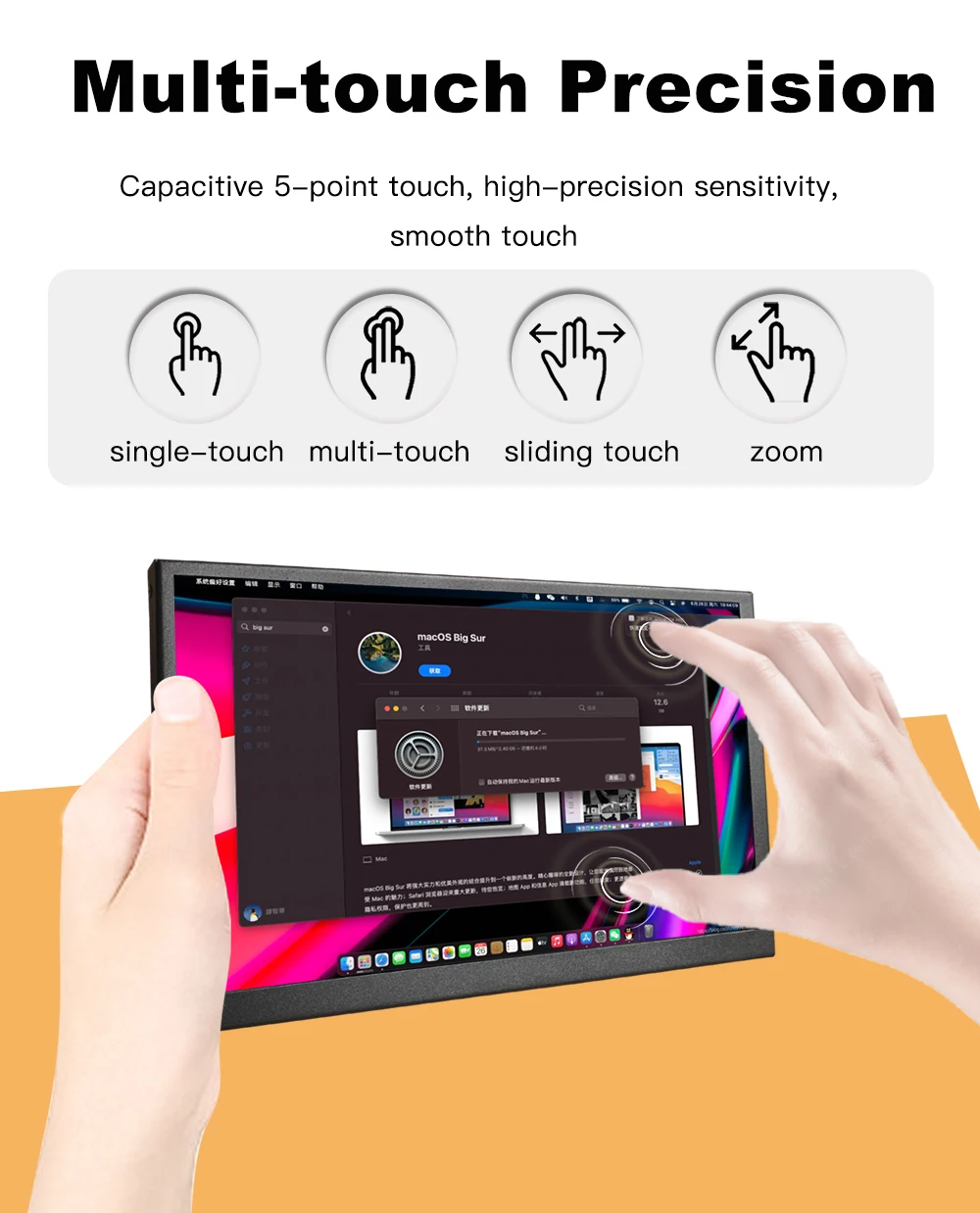 LESOWN 8,9 Monitor ultraportátil de 10,1 pulgadas 1920x1200 IPS pantalla externa delgada alimentada por USB-C para computadoras portátiles dispositivos móviles juegos - imagen 4