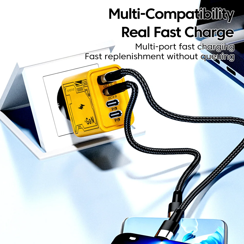 120W Fast Charger Type C USB C PD Charger For iPhone Xiaomi Samsung 6A 120W Type C Super Fast Charging Cable WallAdapter Charger - imagen 3