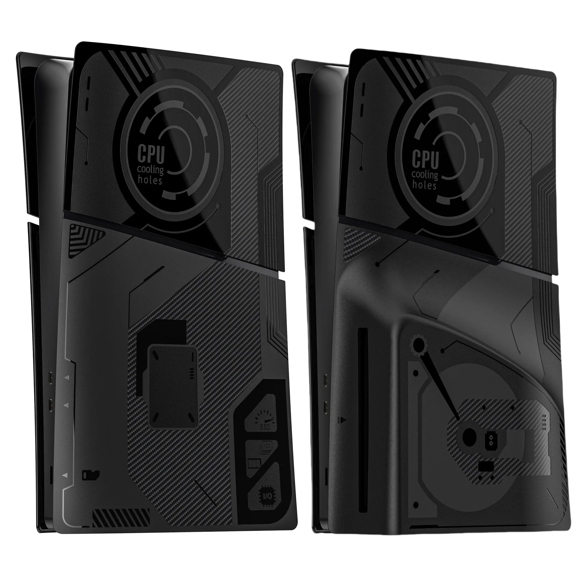 Placa frontal de 5 piezas compatible con PS5 Slim Disc y placas de cubierta de edición digital CPU de repuesto accesorios de consola de carcasa negra - imagen 4