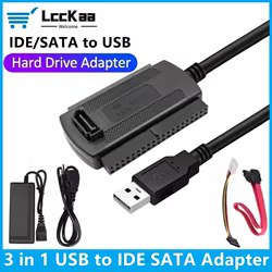 Cable adaptador IDE SATA a USB 3 en 1, convertidor USB a SATA IDE para disco duro SSD de 2,5 y 3,5 pulgadas con adaptador de CA compatible con sistema operativo Windows MAC
