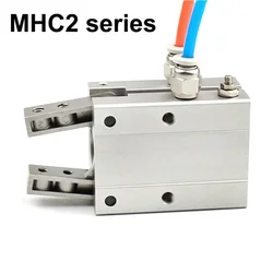 Pinza neumática MHC2 de doble efecto, angular y de aluminio