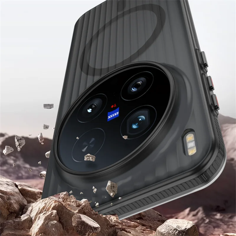 Para VIVO X300 Pro para funda de teléfono MagSafe magnética para VIVO X300Pro equipaje raya transparente mate duro cubierta a prueba de golpes parachoques - imagen 3