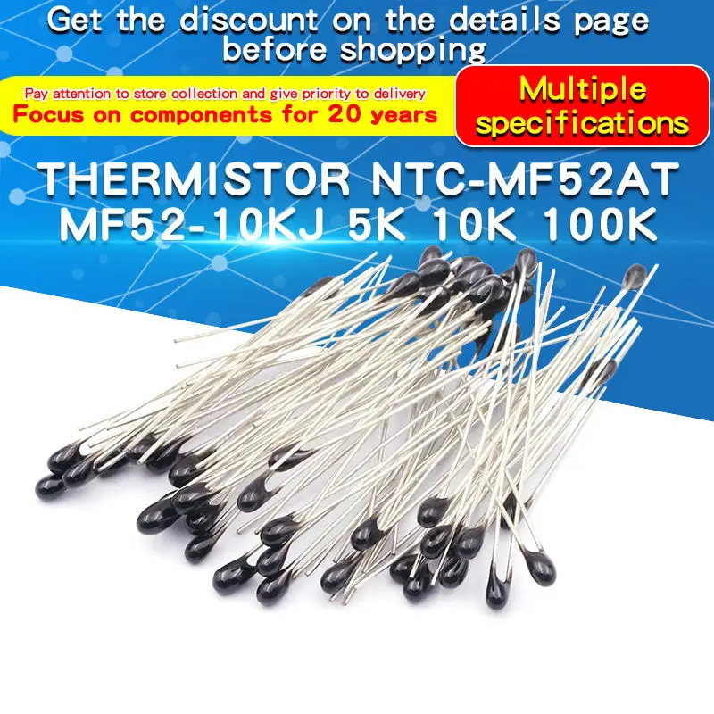 Conjunto de resistencias de precisión de Termistor NTC, juego de 10 piezas, 5% B3950 5K 10K 100K MF52-10k 1% MF52-50K 5% 5% MF52-10K 3435 3950 - imagen 3