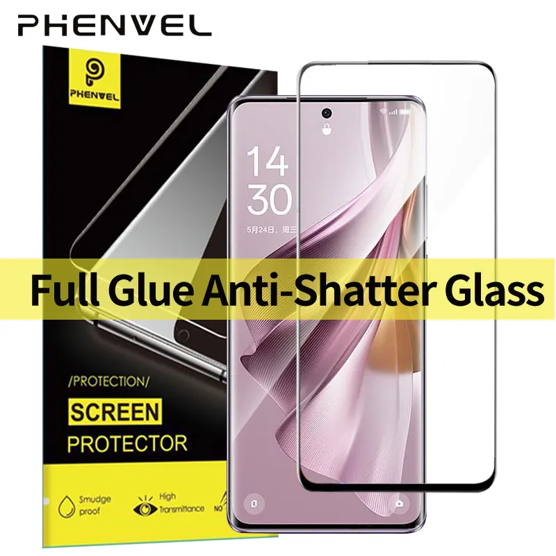 Vidrio Protector 3D para Oppo Reno 10 Pro plus, Protector de pantalla de pegamento completo para Reno10 pro + película de vidrio templado antirotura
