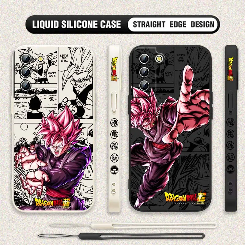 D-Dragon Ball Son Goku Manga funda para Samsung Galaxy S25 S24 S23 S22 S21 S10 FE Plus Ultra 5G funda de teléfono con cuerda izquierda líquida