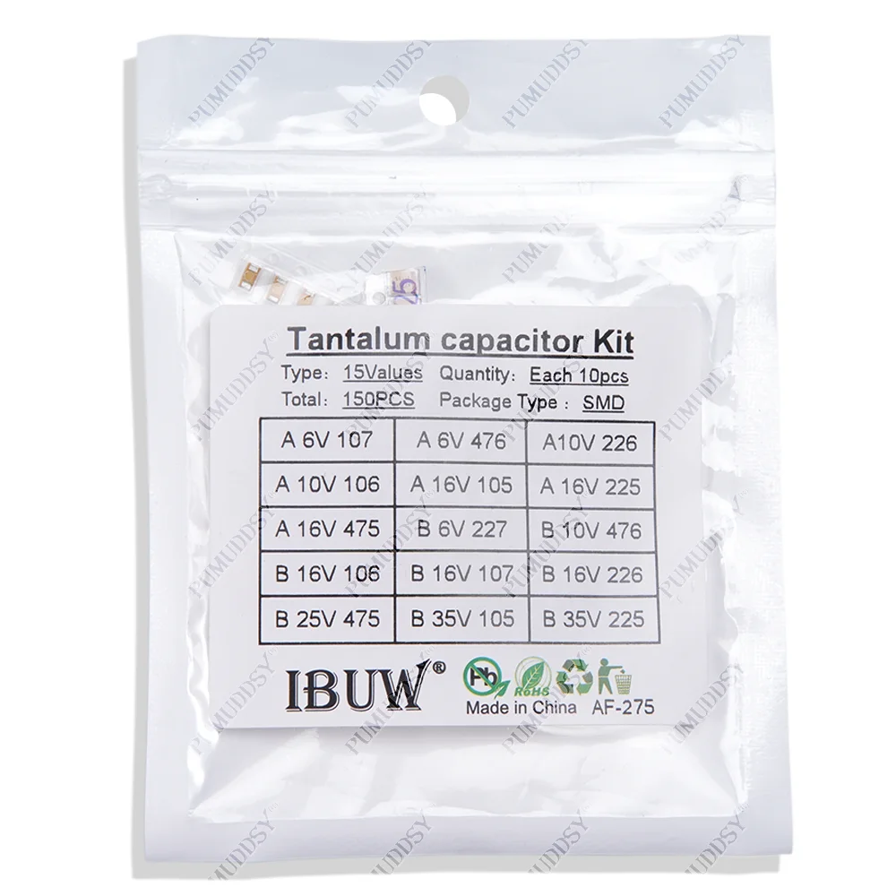 Kit surtido de condensadores de tantalio SMD, 15 valores, 1uf-220uf A/B, 1UF 2,2 UF 4,7 UF 10UF 47UF - imagen 2