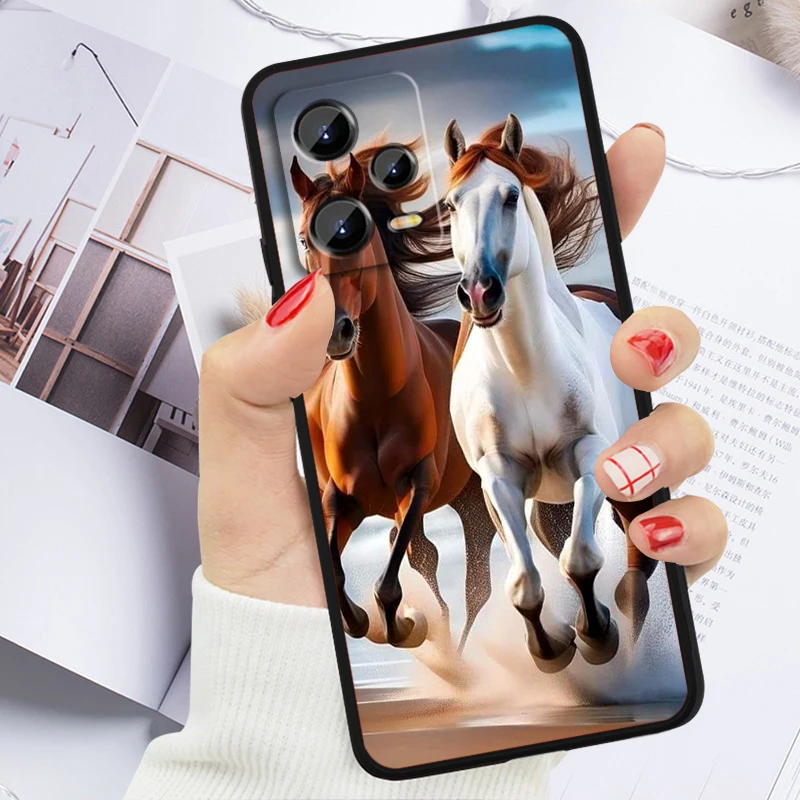 Horse Fierce Cool Art para Xiaomi Redmi Note 13 12R 12 12S Turbo 11 11T 11S 10 10S Pro Plus 5G, funda negra para teléfono - imagen 3
