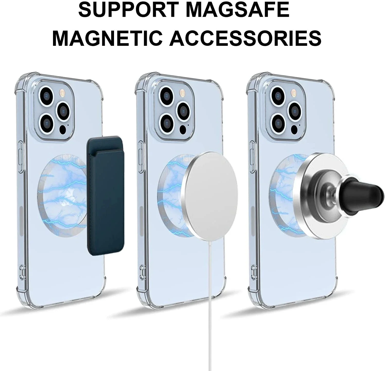 Anillo adhesivo de placa de Metal magnético para Magsafe, soporte magnético de carga inalámbrica para coche para iPhone 14 13 12 Pro Max Samsung Universal - imagen 5