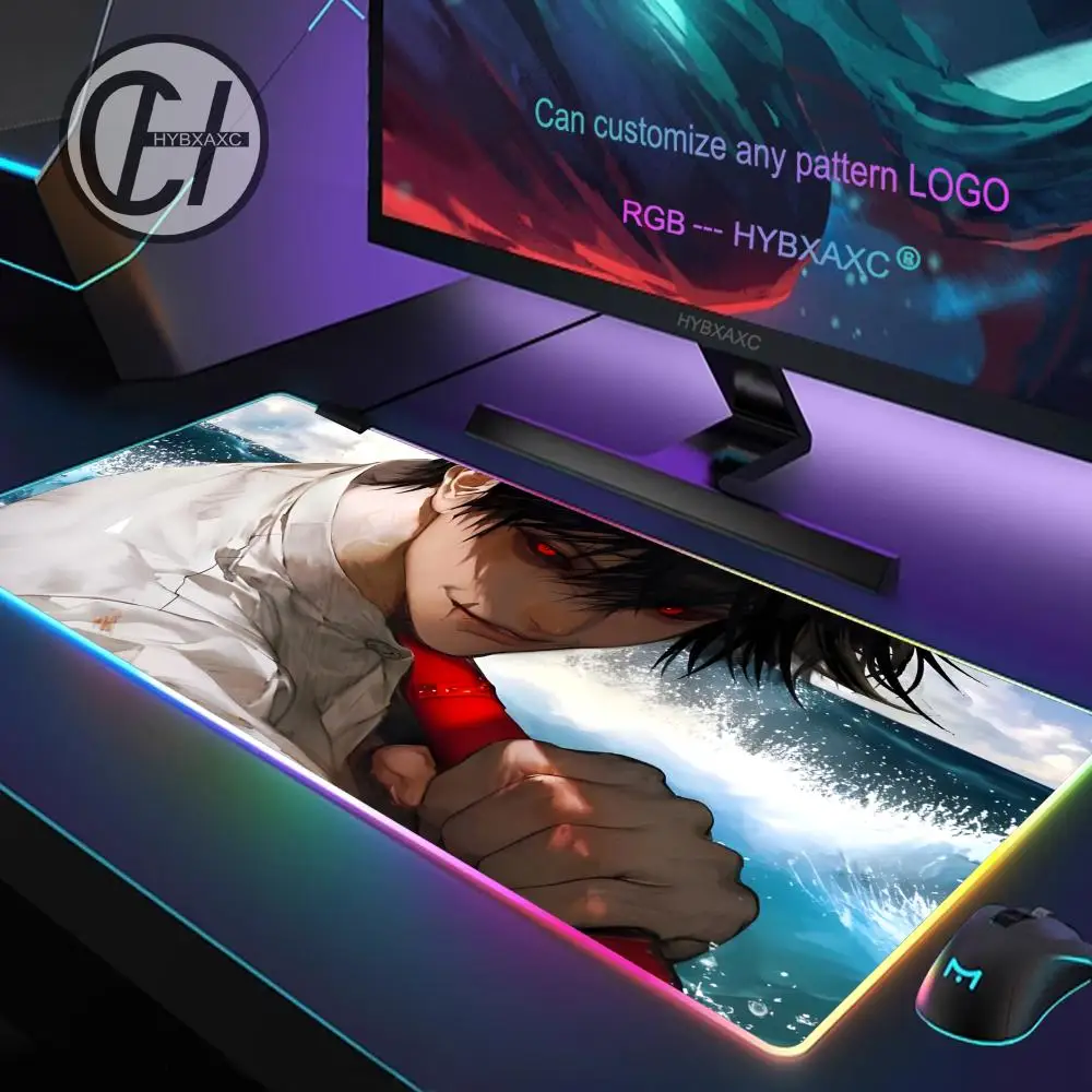 HYBXAXC Alfombrilla de ratón RGB Gaming J-jujutsu Kaisen Toji Fushiguro Alfombrilla de ratón Alfombrilla de escritorio HD Gamer Luz LED grande Alfombrilla de ratón XXL - imagen 4