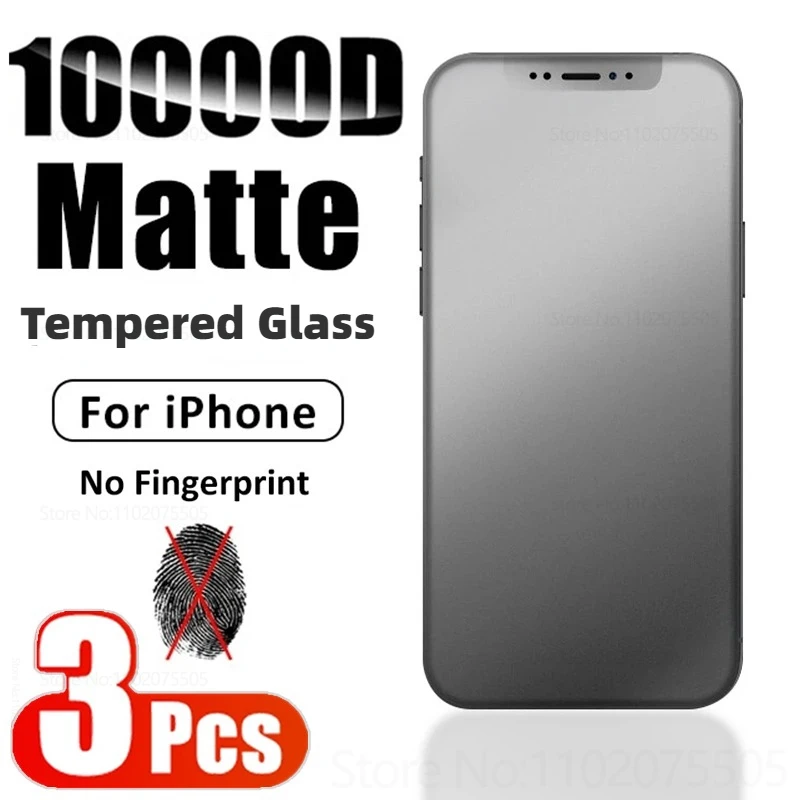 3 uds cubierta completa mate 9H vidrio templado para iPhone 14 13 Pro Max 11 Pro 15 14 XS Max X XR SE 7 8 Plus Protector de pantalla esmerilado