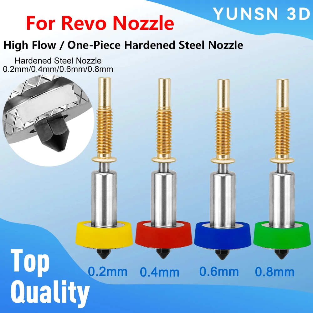 Para boquillas REVO Hotend 0,2 0,4 0,6 0,8mm boquilla de acero endurecido de una sola pieza mejorada de alto flujo pieza de impresora 3D desmontable